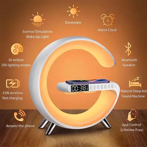G-Shape LED Wireless Charging Speaker Lamp|SAVE -530₹
