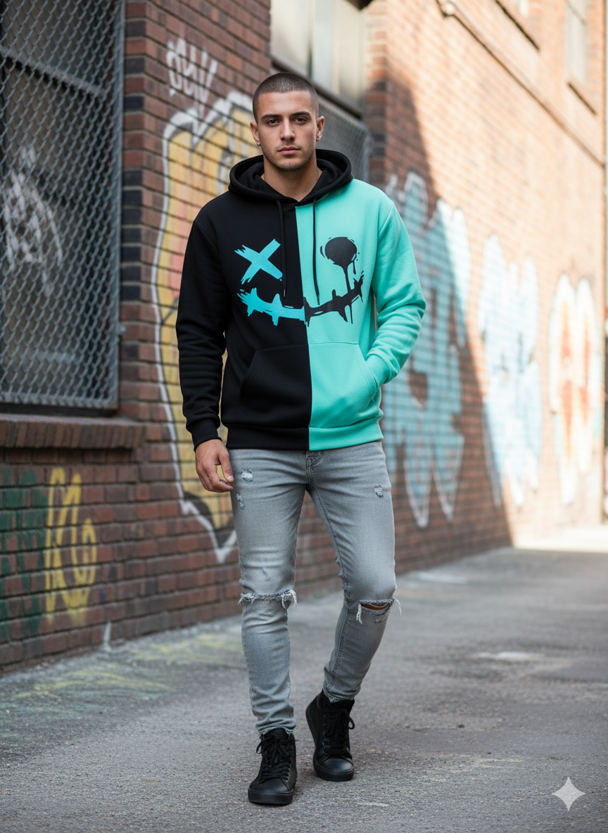 Cotton Printed Full Sleeves Mens Hoodie