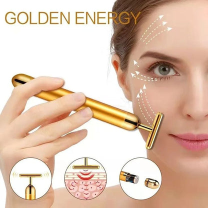 24K Gold Energy Beauty Bar Electric Facial Massage Roller|Get Any Combo 🎁 Free(60%OFF)