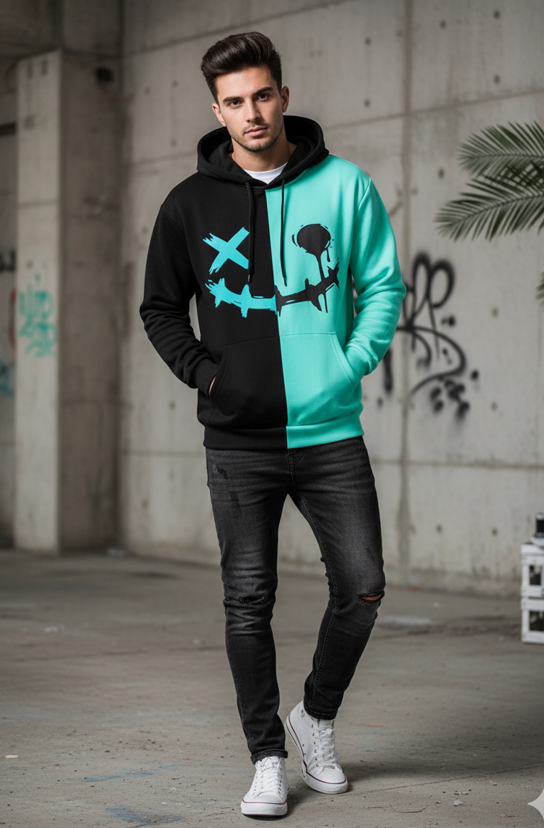 Cotton Printed Full Sleeves Mens Hoodie